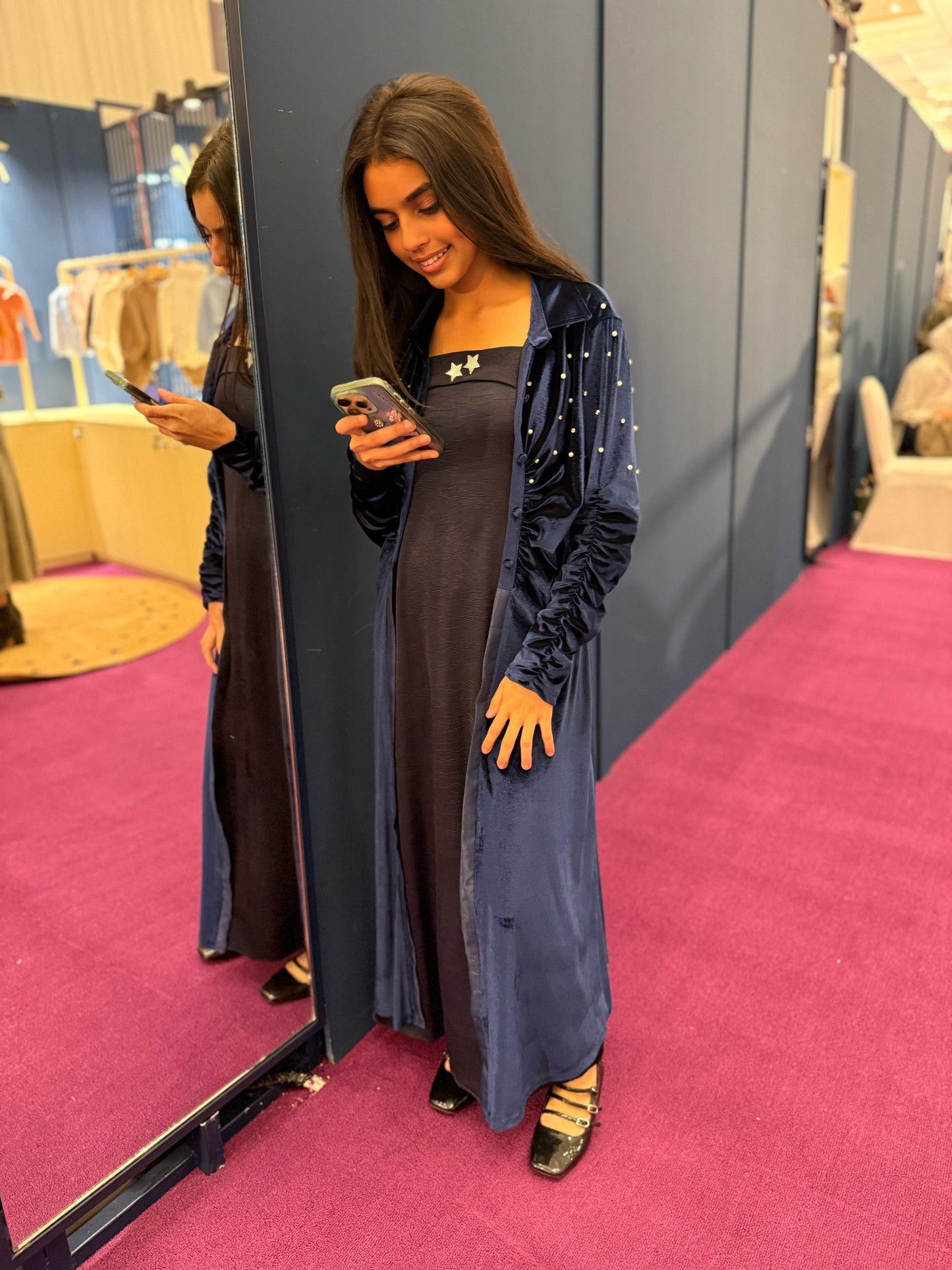 Blue Bisht Set